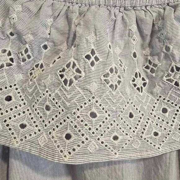 LOFT Eyelet Pin Striped Off the Shoulder Dress - Picture 8 of 9